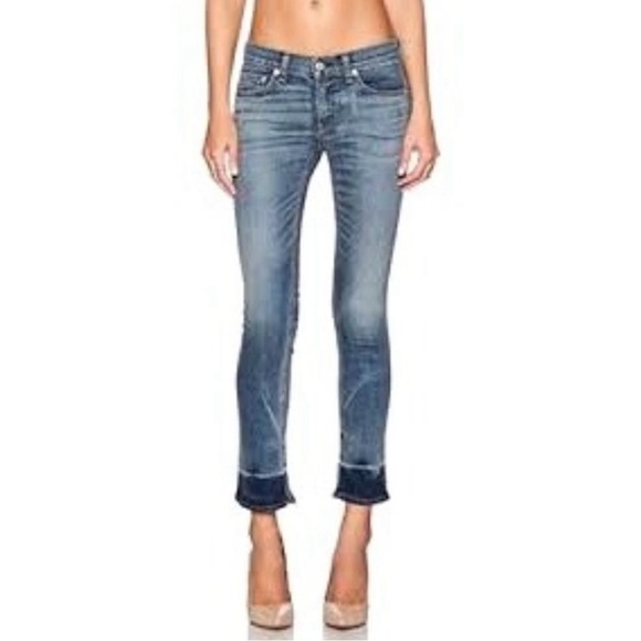 Rag & Bone New Quay Wash Split Hem Crop Skinny Denim Jeans Sz. 27 - Picture 1 of 3
